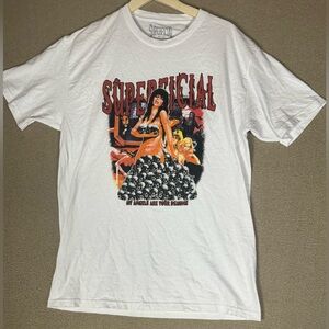 Superficial Playboy Skulls Bikini Girls Short Sleeve Mens Shirt Size Large